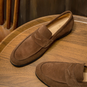 Chaussures habillées en cuir pour hommes à bout pointu, mocassins souples décontractés, chaussures de bureau formelles, en peau de daim - Product Image 3