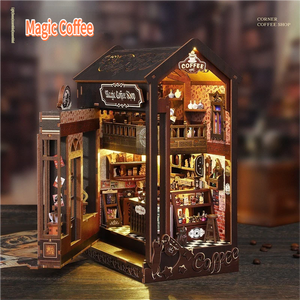 Magic Coffee DIY Book Nook, Rompecabezas 3D, Sujetalibros Ensamblado, Kit de Manualidades con Modelo de Casa en Miniatura Hecha a Mano - Product Image 2
