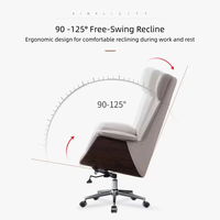 Chaise de bureau exécutive en cuir minimaliste moderne, réglable en hauteur, pivotante, pour ordinateur, pour patron, directeur, avec roulettes