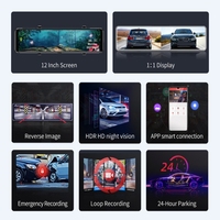 Caméra de tableau de bord de voiture 4K + 2K Caméra de tableau de bord miroir 12 pouces avant et arrière 4K avec double objectif Wifi GPS Miroir vision nocturne moniteur de stationnement