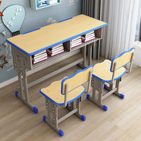 Bureau d'étudiant de salle de classe de tige d'école élémentaire Bureau à double siège et chaise de classe d'école Chais