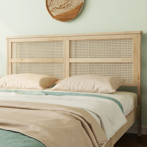 Modern Minimalist <b>Queen</b> <b>Size</b> Wooden Adjustable <b>Bed</b> Eco-Friendly Spacious Underbed Storage Rubber Wood Rattan Apartment-Friendly - Product Image 5