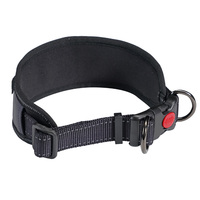 Collier pour chien robuste et large, ultra confortable, rembourré, avec surpiqûres réfléchissantes et anneau en D en métal