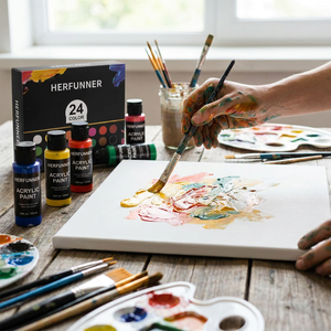 Ensemble de peinture acrylique non toxique personnalisable de 24 couleurs, peintures pour l'art et l'artisanat, cadeaux pour artistes, enfants, débutants et peintres - Product Image 5
