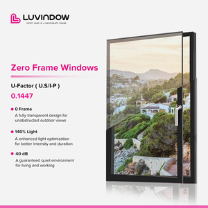 Ventana abatible de <span class=keywords><strong>serie</strong></span> alta moderna, Marco <span class=keywords><strong>cero</strong></span>, cristal completo, pantalla magnética de estilo abierto, diseño Horizontal Simple para Villa - Product Image 3