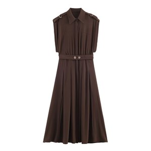TAOP&ZA Vestido de Mujer, Nueva Colección Primavera 2026 - <span class=keywords><strong>Elegante</strong></span> y Versátil Vestido Midi sin Mangas con Cuello Solapa y Cinturón 2343572 - Product Image 1