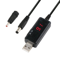 Kabel Pengisi Daya USB ke DC 5.5/3.5mm Boost Line 5V ke 9V 12V dengan Layar LED untuk Router Modem Optik