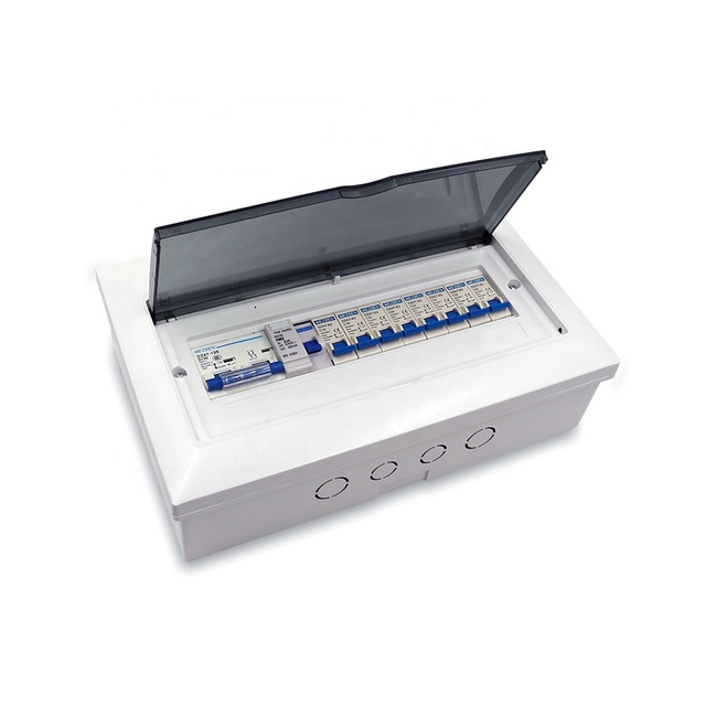 Surface Mounted MCB Circuit Breaker Distribution Box With Metal Din Rail 13 Way Distribution Panel ABS Box