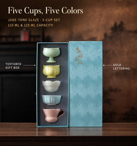 Set da Tè in Ceramica Retrò Ecologico in Cinque Pezzi con Logo Personalizzabile, Confezione Regalo Premium, Vendita all'Ingrosso - Product Image 1