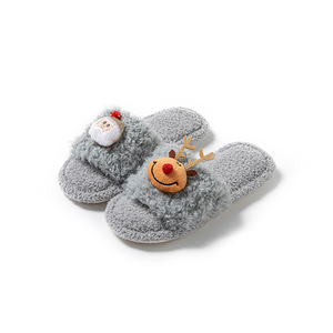 Transfrontalier pour <span class=keywords><strong>Amazon</strong></span> <span class=keywords><strong>Hiver</strong></span> Fourrure De Noël À Bout Ouvert En Peluche pour Pantoufles pour Femmes Couleur-Bloc Maison Renne - Product Image 6