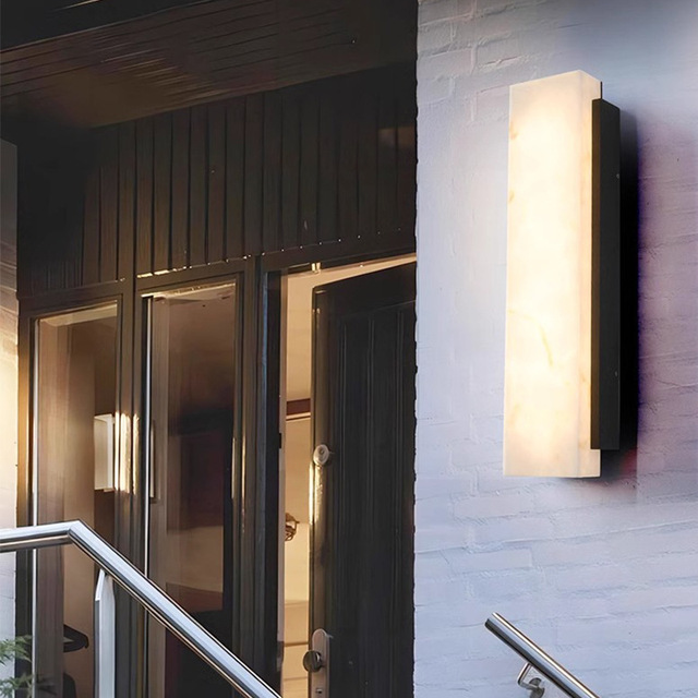 Outdoor Waterproof IP65 B22 Touch Control Artificial Alabaster Wall Light for Villa Backyard Gate Porch Decorative LED