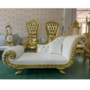 Outdoor Goud Gestoffeerde Klassieke Chaise Lounge Loveseat Comfortabele Koninklijke Troonbank Fauteuils Lederen Koningin Troonbank - Product Image 1
