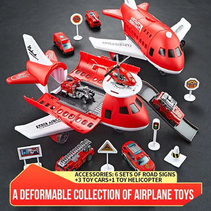 Juguetes de Modelos de Aviones y Autos para Niños, Modelo Inercial de Simulación, Juguetes Multifuncionales, 3 Autos Aleatorios, 1 Helicóptero, 6 Señales de Tráfico - Product Image 3