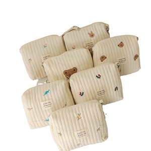 Estilo coreano nueva cremallera bordado algodón mamá bolsa bebé cochecito bolsa de pañales - Product Image 1