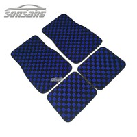 SONSANG prix usine P2m drapeau course tapis ensemble de sol tapis de damier personnalisé dames tapis de voiture à carreaux rouges