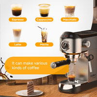 Machine à expresso semi-automatique 20 bars 1450W en acier inoxydable avec buse vapeur et mousseur à lait pour cappuccino et latte 1,1L