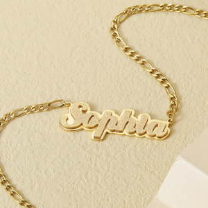 Collana con nome personalizzato a doppio strato in acciaio inossidabile placcato oro con iniziale, regalo per donne e <span class=keywords><strong>bambini</strong></span> - Product Image 1