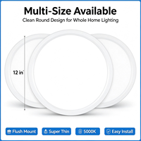 Plafonnier LED ultra-plat de 12 pouces, 24W, 1800LM, 5000K, 120V, dimmable Triac, certifié ETL FCC, prix usine, vente en gros
