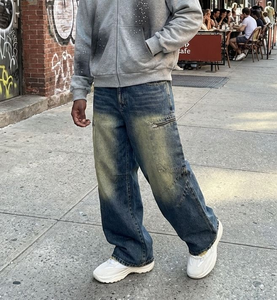 Pantalones Vaqueros Cargo Holgados Estilo Vintage Y2K para Hombre, Pantalones de Mezclilla de Pierna Ancha con Bolsillos con Cremallera, Ropa Urbana con Logotipo Personalizado - Product Image 2