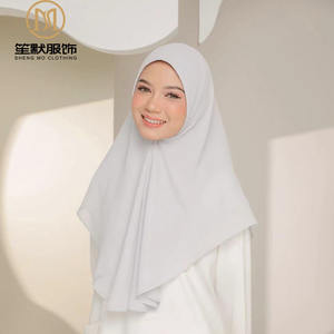 アイアンレスボンネット付きのカスタマイズされた人気のインスタントシフォンヒジャブサリラソリッドパールシフォン2層スカーフイスラム教徒のヘッドスカーフ - Product Image 6