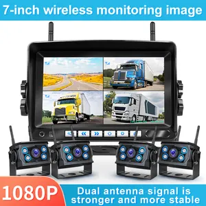 Draadloze Camera Monitor Kit Systeem Auto Beveiliging Achteruitkijkcamera 4ch 7 Inch Scherm Mdvr Bus Vrachtwagen Rv Trailer Draadloze Backup Camera