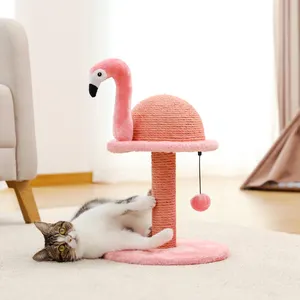 動物の形をした猫がポストフラミンゴを引っかきます屋内猫のためのサイザル麻ロープ付きのかわいい猫の木の塔家の家具クライミングフレーム