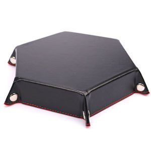 Plateau à dés pliable Boîte à dés en cuir PU pliant hexagone Coin carré Plateau à dés - Product Image 4