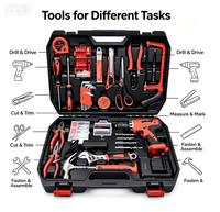 Ensemble d'outils à main en acier au carbone de 129 pièces avec étui de rangement rigide pour la décoration de la maison Songcheng
