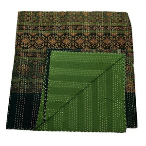 Indian Kantha <b>Quilt</b> Handmade Kantha Bedcover Indian Block Printed Bedspread <b>Throw</b> Cotton Blanket Gudari Kantha queen/twin Size - Product Image 1