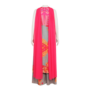Traje Étnico Estilo Bollywood Indio para Mujer, Pantalones Anchos Bordados con Borlas Rojas y Rosas, Atuendo para Baile Escénico - Product Image 3