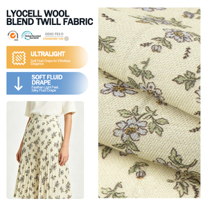 Tissu sergé de luxe imprimé en mélange de laine lyocell, rayonne, polyester, nylon et élasthanne, pour vêtements - Product Image 1