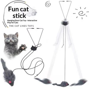 Juguete Colgante Simple para Gatos, de Felpa y Metal, Ecológico, Interactivo, con Movimiento, Ratón, Mariposa, Pluma de Repuesto - Product Image 2