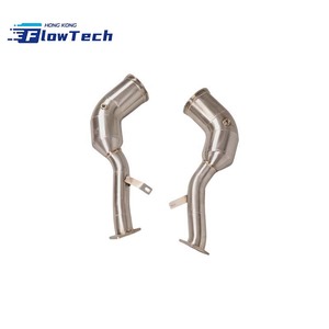 Downpipe FlowTech High Flow T304 en acier inoxydable pour Porsche Macan S GTS 2.9T 95B avec finition polie 200 cellules - Product Image 2