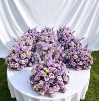 Arrangement floral en fausse soie, pompon, centre de table, décoration d'événements de mariage, toucher réel, fait main, longue durée