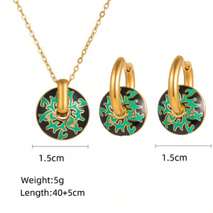 Custom bohémien New Palace stile retrò in acciaio al titanio orecchino collana di gioielli Set di colori gocciolanti ad olio <span class=keywords><strong>pittura</strong></span> <span class=keywords><strong>antica</strong></span> - Product Image 5