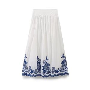 Blusa Casual de Moda con Cuello en V, Botones, Manga Corta, Bordado Floral Blanco y Vestido para Mujer - Product Image 3