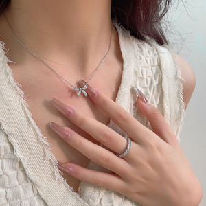 Collar de Plata de Ley S925 Yinruitai con Lazo, Cadena Delicada para Clavícula, Diseño Simple y Dulce, Joyería para Regalo - Product Image 4