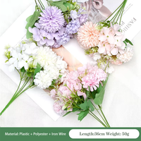Buket Bunga Campuran Buatan Grosir, Peony Sutra, Mawar, Hydrangea, Rangkaian Bunga Palsu, Dekorasi Rumah, Dekorasi Pernikahan, Centerpiece