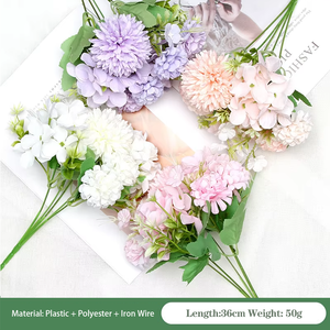Ramo de Flores Artificiales Mixtas al por Mayor, Arreglo Floral de Seda <span class=keywords><strong>con</strong></span> Peonías, Rosas y Hortensias, Decoración para el Hogar, Centro de Mesa para Bodas - Product Image 4