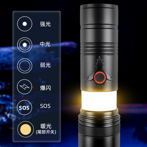 ไฟฉายแสงแรงสูง 100000LM ซูมได้ ชาร์จไฟได้ ไฟ LED สำหรับตั้งแคมป์ เดินป่า ใช้งานกลางแจ้ง - Product Image 4