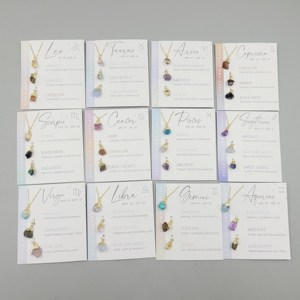 Collana Personalizzata con Ciondoli Zodiacali in Cristallo Grezzo, Gioiello con Pietra Portafortuna, Regalo <span class=keywords><strong>per</strong></span> Migliore Amica - Product Image 5