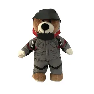 Motorcycle Teddy Bear Plush Doll Detachable Helmet Custom Company Stuffed Animal Plush Toy Mascot