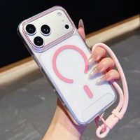 Nouvelle coque de téléphone magnétique ultra-fine transparente effet cristal de glace avec cordon pour iPhone 17 16 Pro Max, compatible charge sans fil