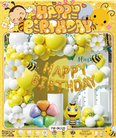 Ensembles de ballons d'abeille couleur Latex Kit d'arche de guirlande jaune or noir fournitures de décorations de fête d'anniversaire joyeux