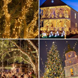 Guirlandes solaires de Noël à 8 modes, blanc chaud, imperméables, pour la décoration extérieure de la cour, les fêtes d'anniversaire, les mariages et les festivals - Product Image 4