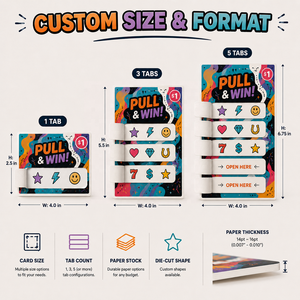 New Style Full Color Custom Break Open Digital Printing Game Card Variable Data Tear Off Printing Five Windows Pull Tab Cards - Product Image 3