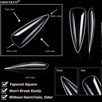 Recharges transparentes pour faux ongles de ballet, couvrance totale, forme goutte d'eau, stiletto, invisibles, ultra-fins, durables, ongles artificiels