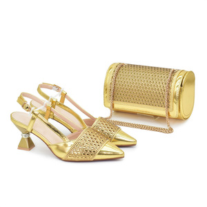 Nouvel ensemble sac et chaussures pour femmes africaines, magnifique, avec pierres, talons italiens assortis pour soirées - Product Image 1