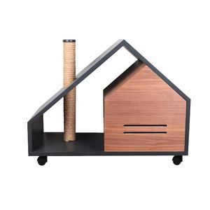 Furnitur rumah kucing dalam ruangan, furnitur kayu dengan tempat cakar kucing <span class=keywords><strong>Sisal</strong></span> rumah kucing kayu polos kustom - Product Image 5