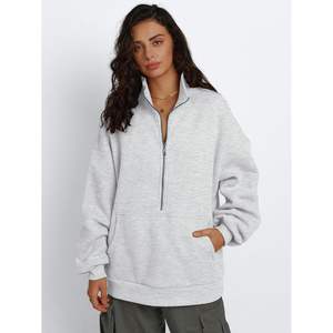 FOXA 2024 automne/hiver mode reine femmes surdimensionné demi fermeture éclair sweats pull décontracté à manches longues chemises à capuche - Product Image 5